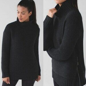 Lululemon Karma Kurmasana Sweater Heathered Black Size 8